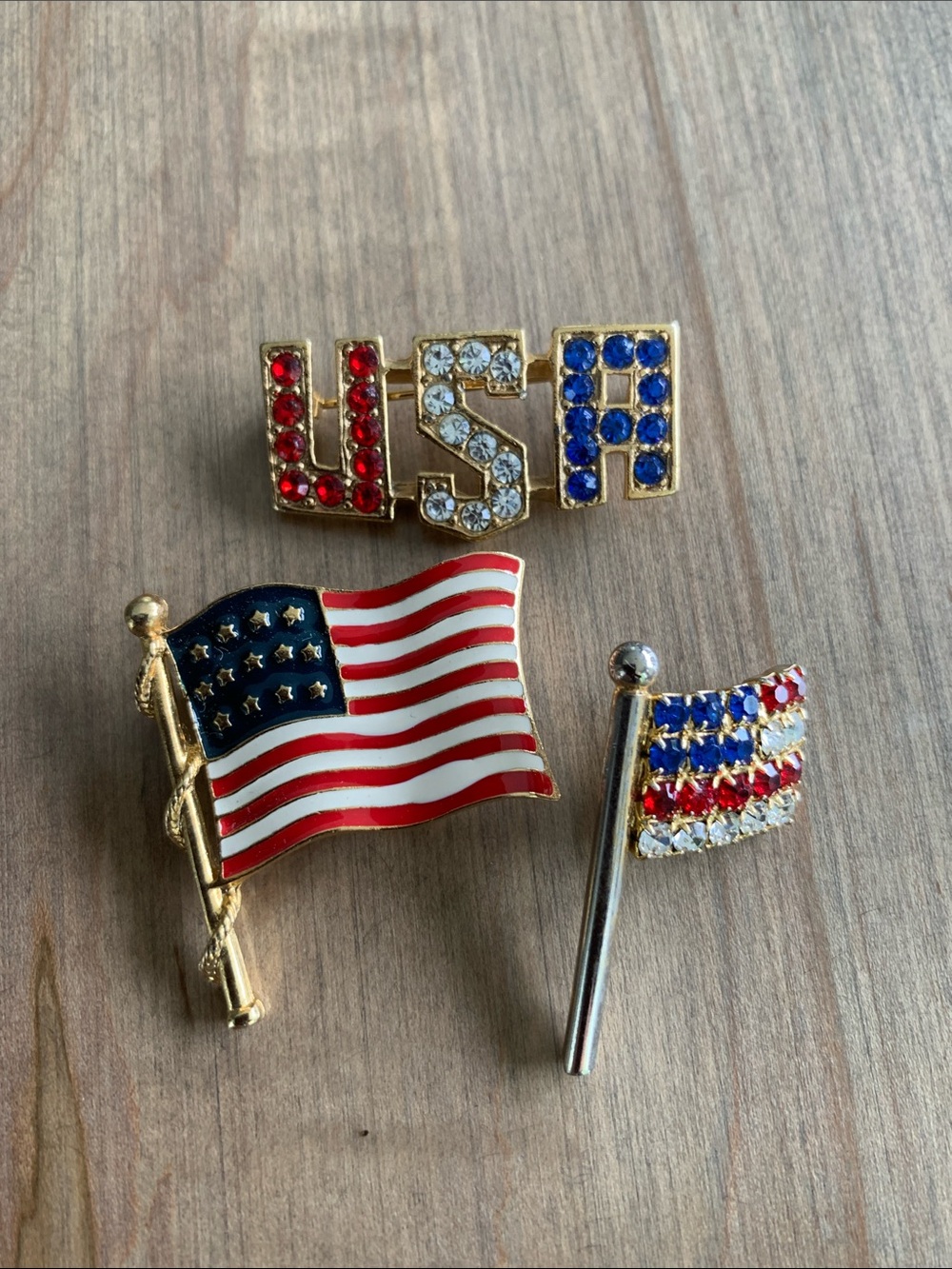 Patriotic USA Flag Pin Trio